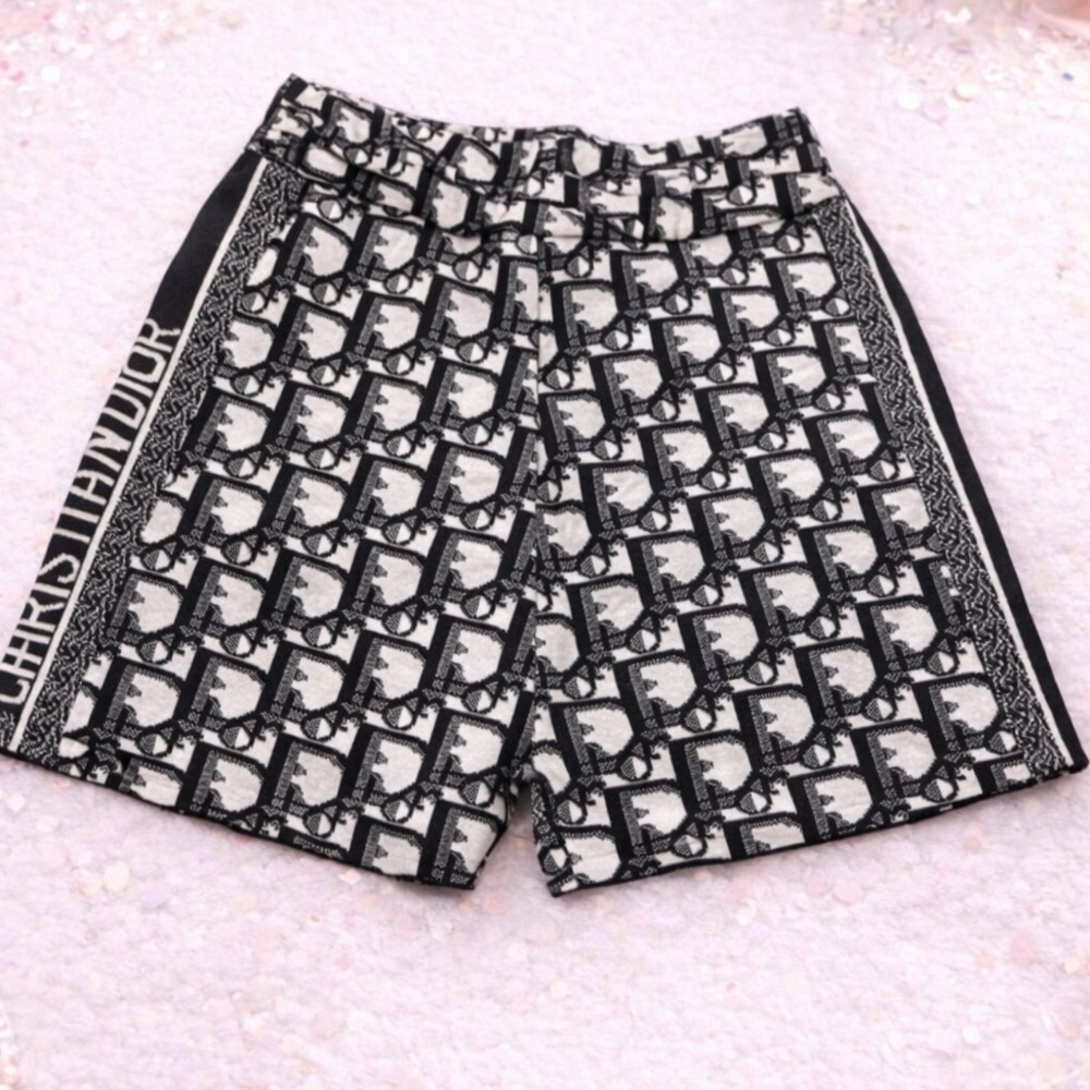 Designer Monogram Black and White Shorts